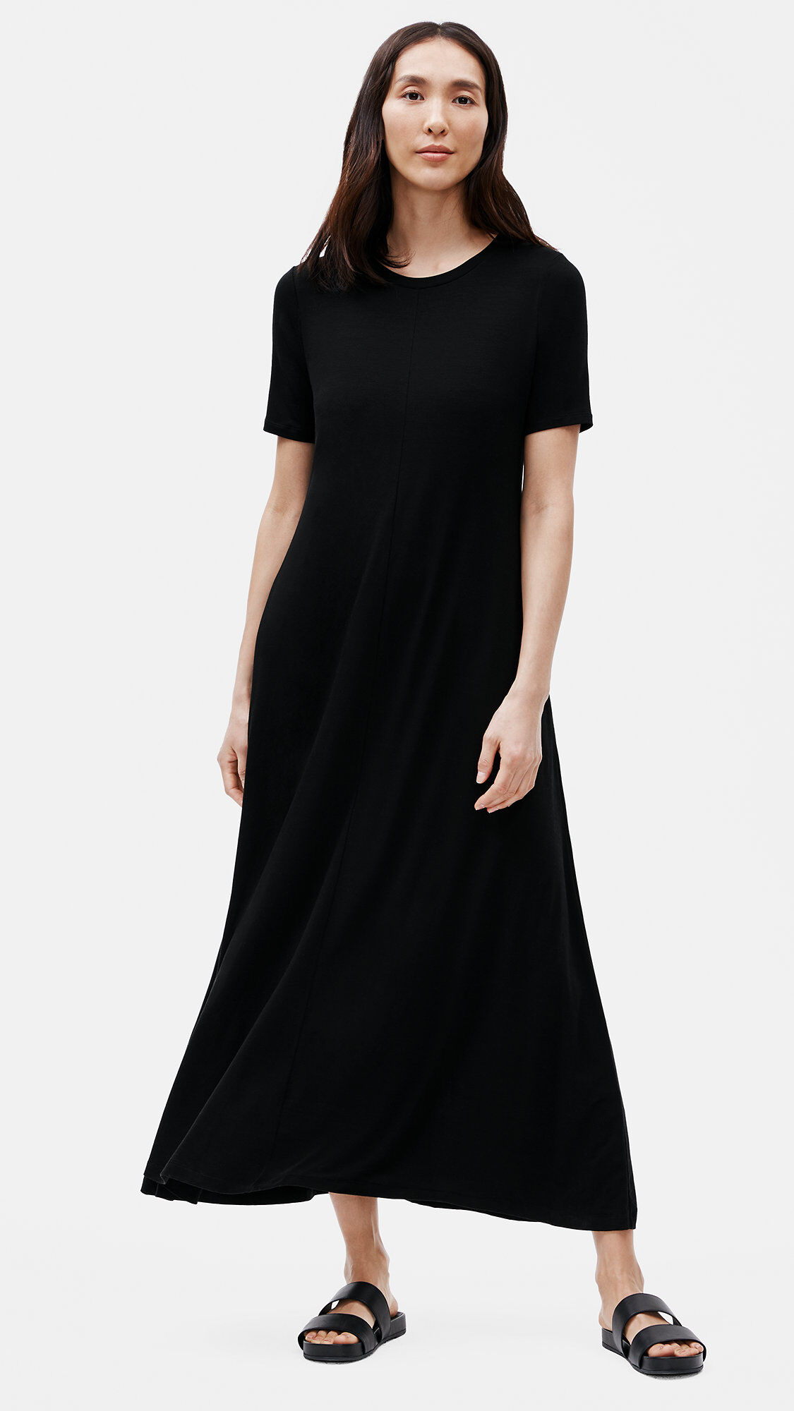 Fine Jersey Crew Neck Maxi Dress EILEEN FISHER