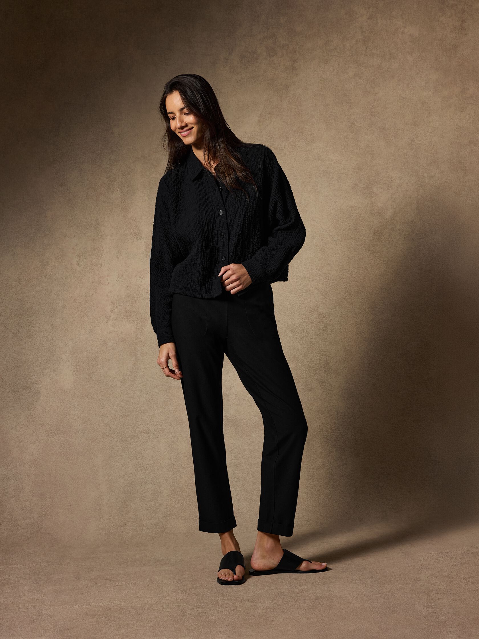 Washable Stretch Crepe Cuffed Pant