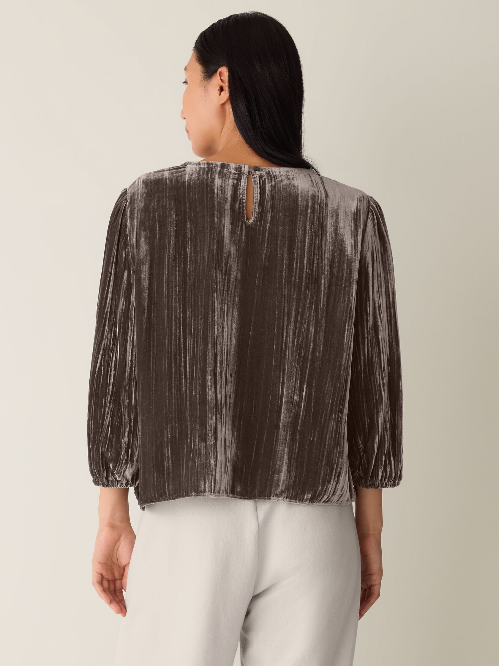 Crushed Velvet Round Neck Top