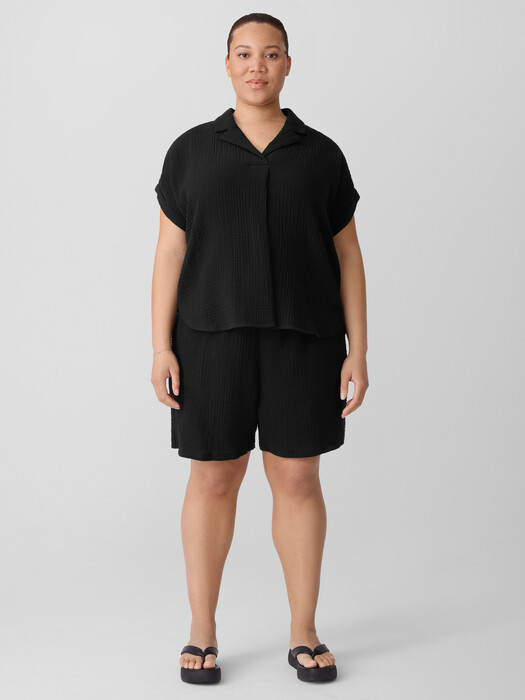 Organic Cotton Lofty Gauze Notch Collar Top