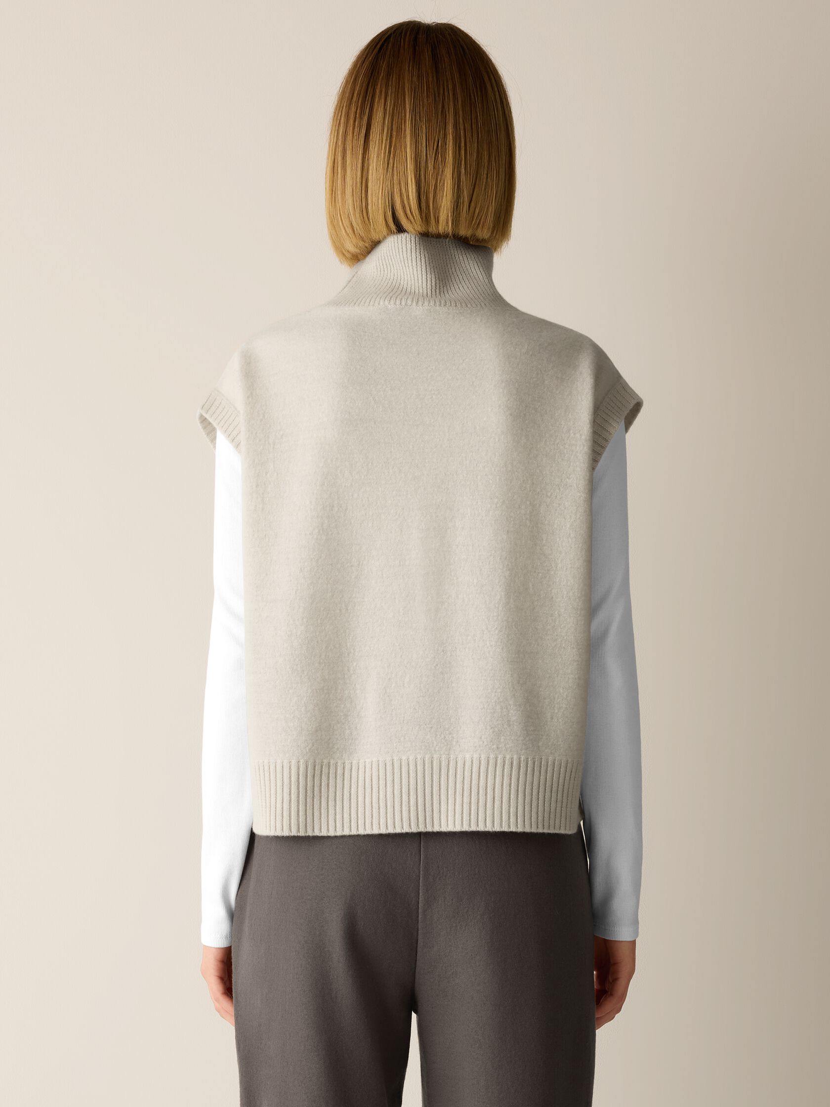 Fine Felted Wool Turtleneck Top in Regenerative Wool