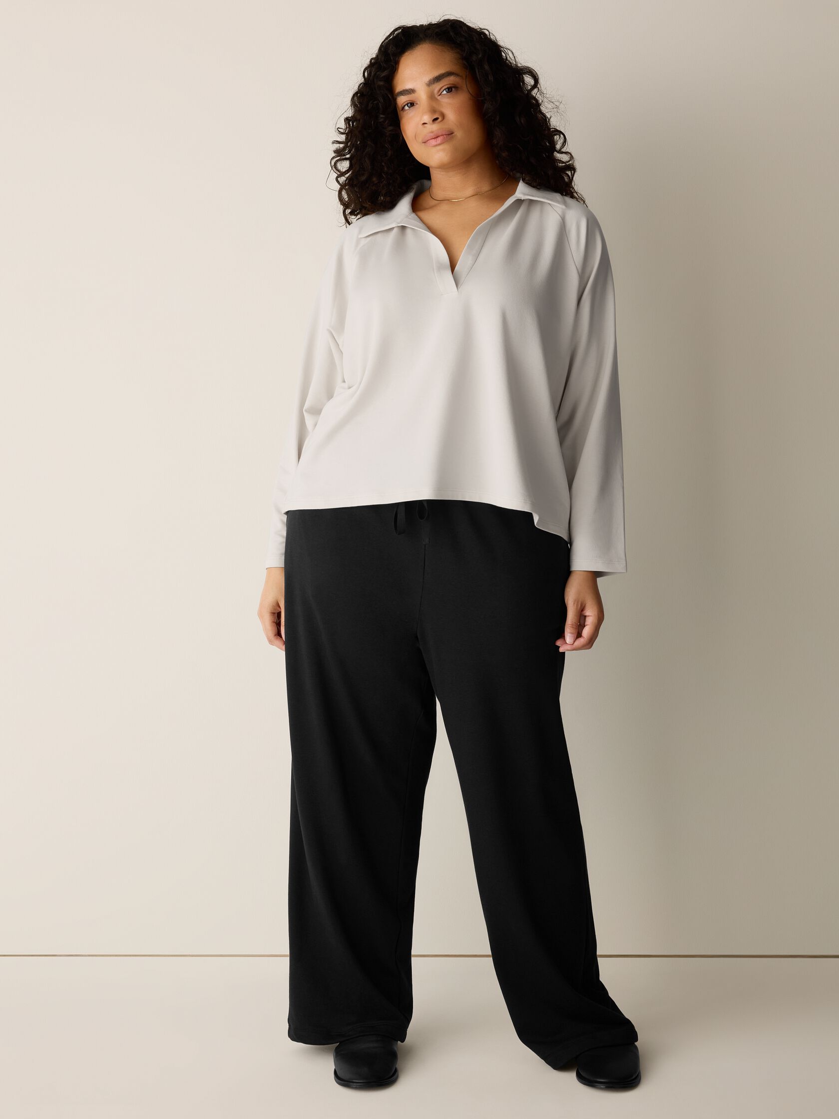 Cozy Brushed Terry Hug Split Neck Top