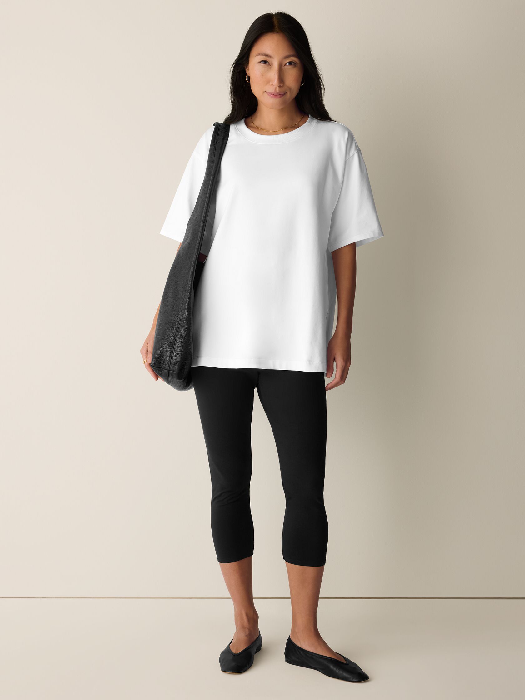 Pima Cotton Stretch Jersey Crew Neck Long Top