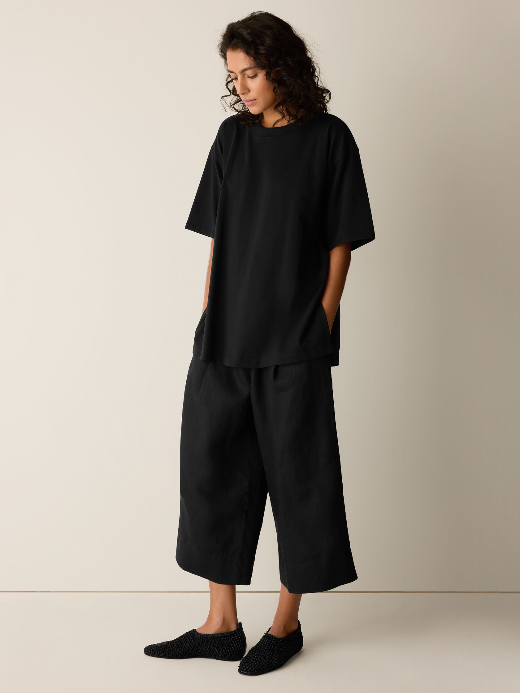 Pima Cotton Stretch Jersey Crew Neck Long Top