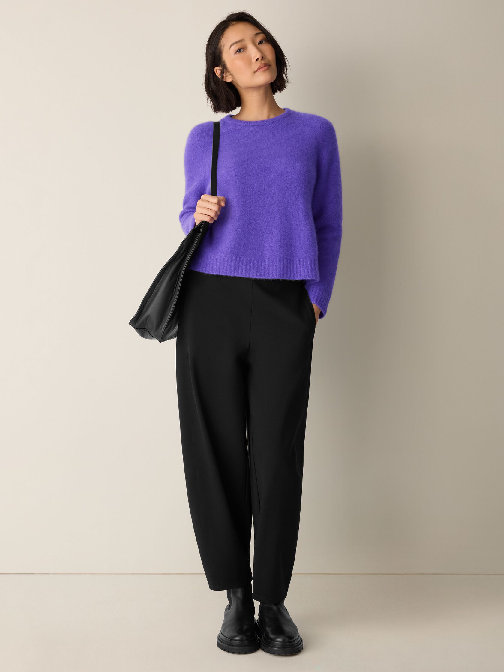Cashmere Silk Boucle Bliss Crew Neck Top