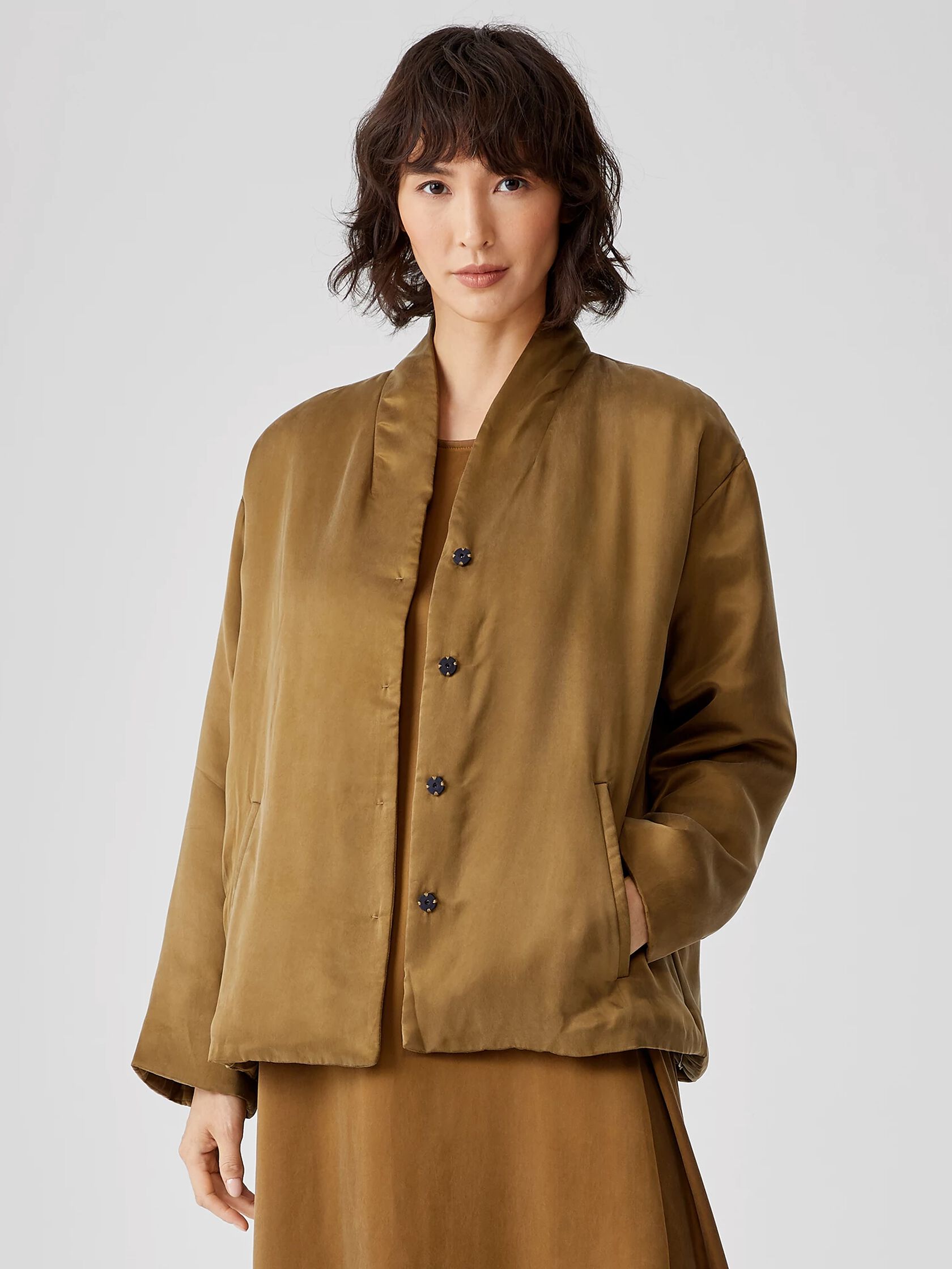 Sandwashed Cupro Padded Coat