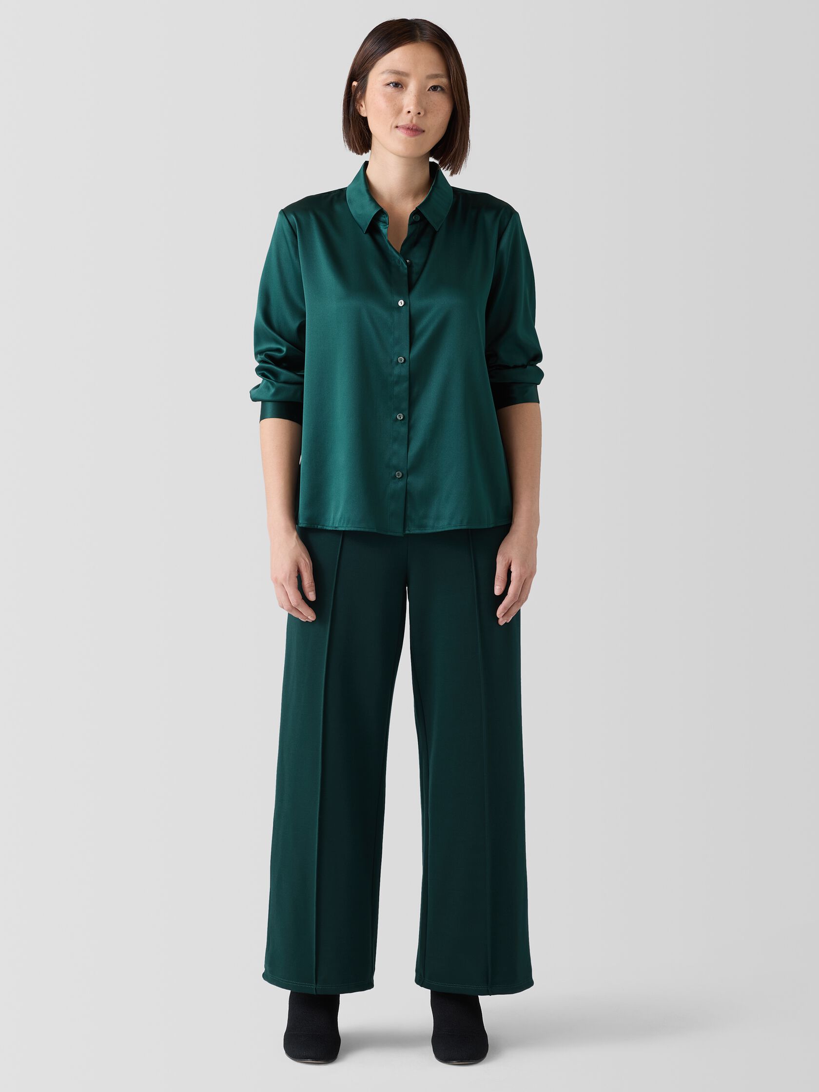 Washable Flex Ponte Pintuck Wide Pant