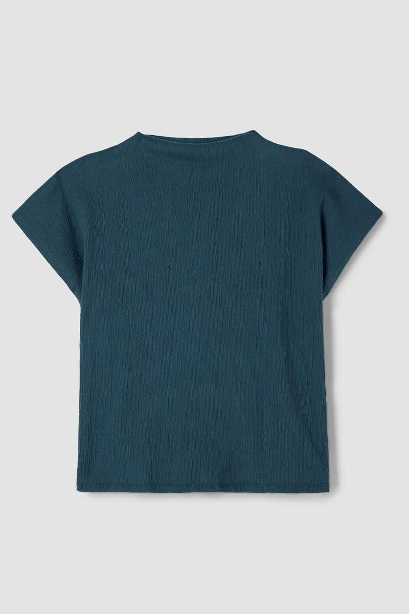 Crinkled Jersey Funnel Neck Top Crinkled Jersey Funnel Neck Top