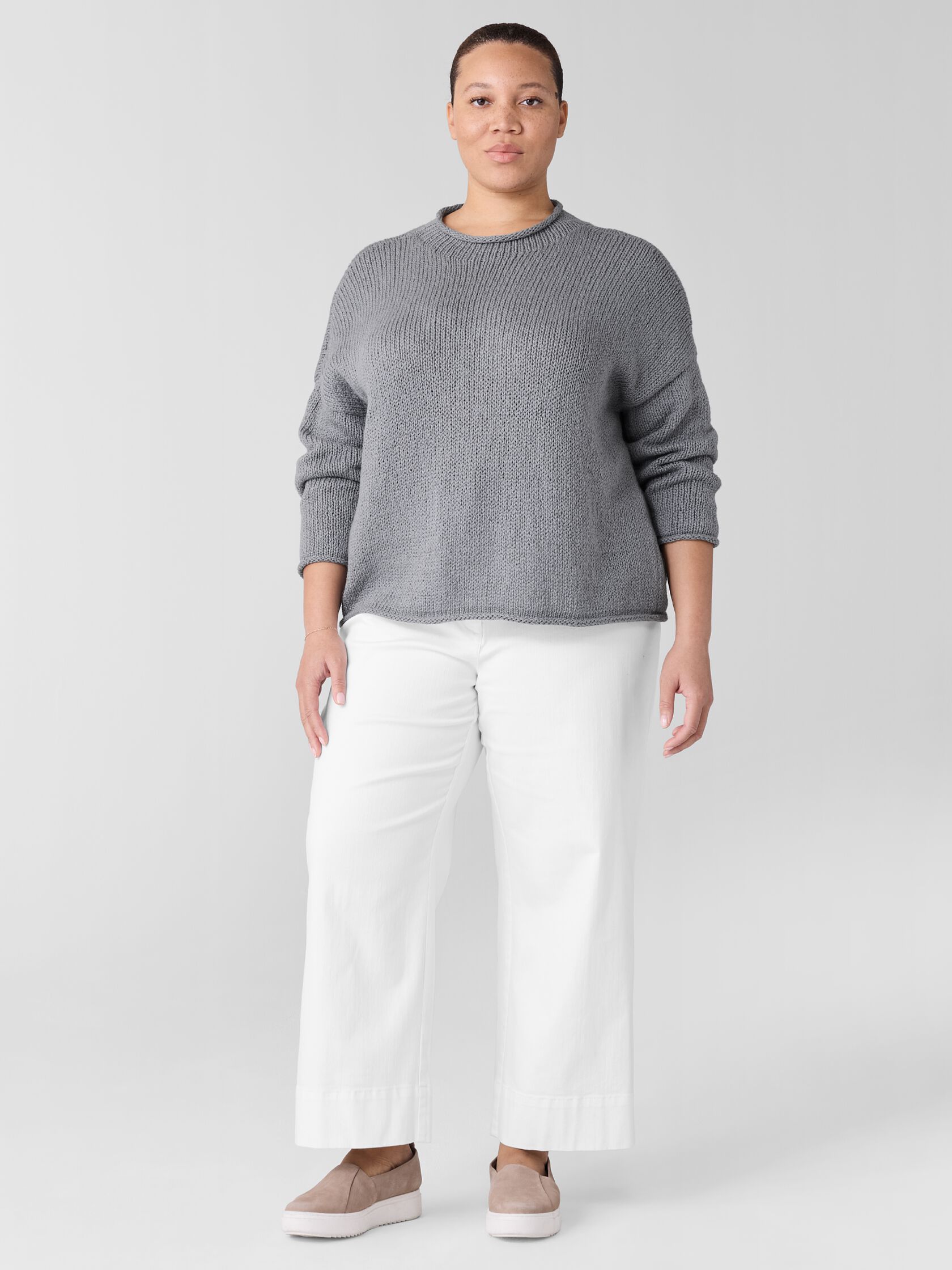 Peruvian Organic Cotton Crimp Funnel Neck Top