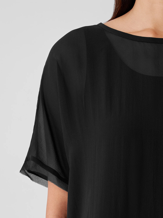 Sheer Silk Georgette Ballet Neck Top