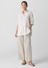 Puckered Organic Linen Stripe Classic Collar Shirt