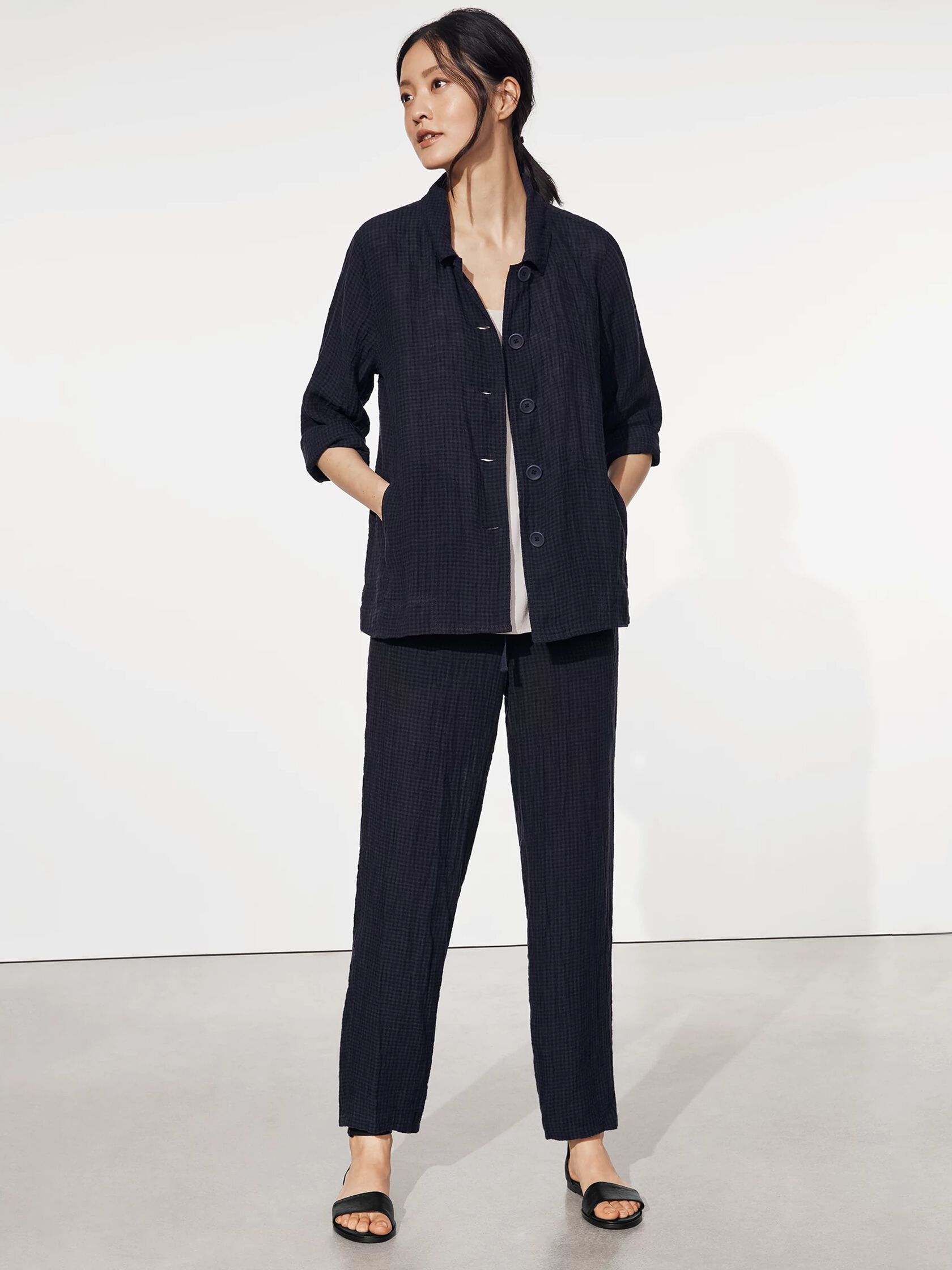 Puckered Organic Linen Jacket
