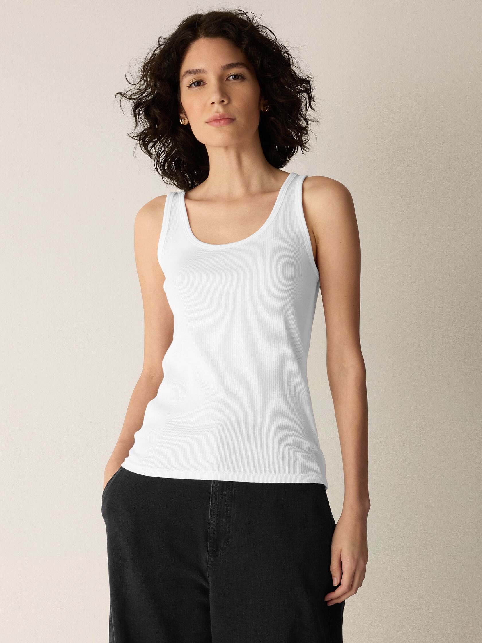 Organic Cotton Stretch Rib Scoop Neck Tank