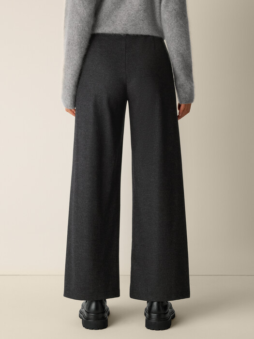 Mélange Boiled Wool Jersey Wide-Leg Pant in Regenerative Wool