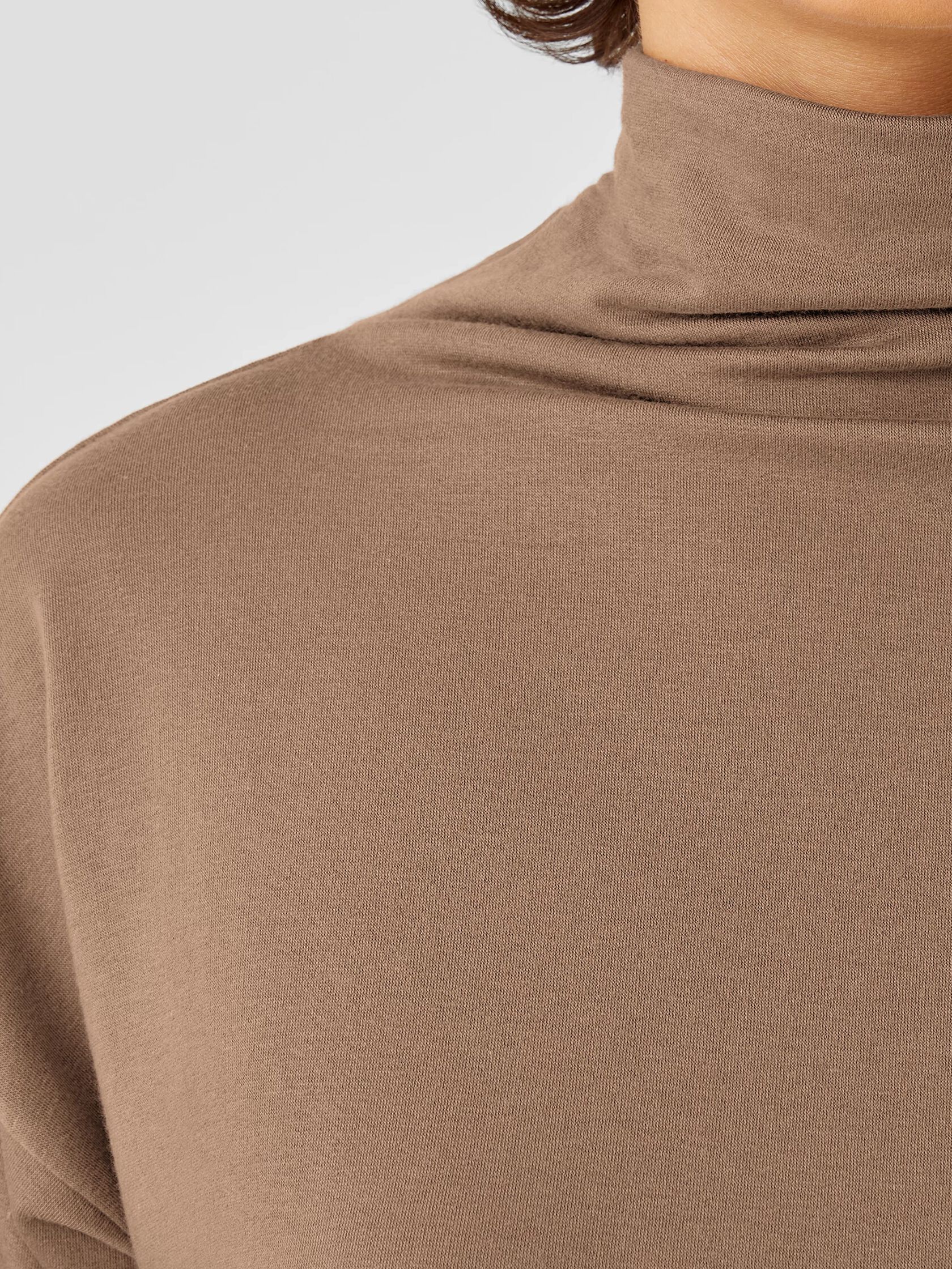 Cozy Brushed Terry Funnel Neck Box-Top