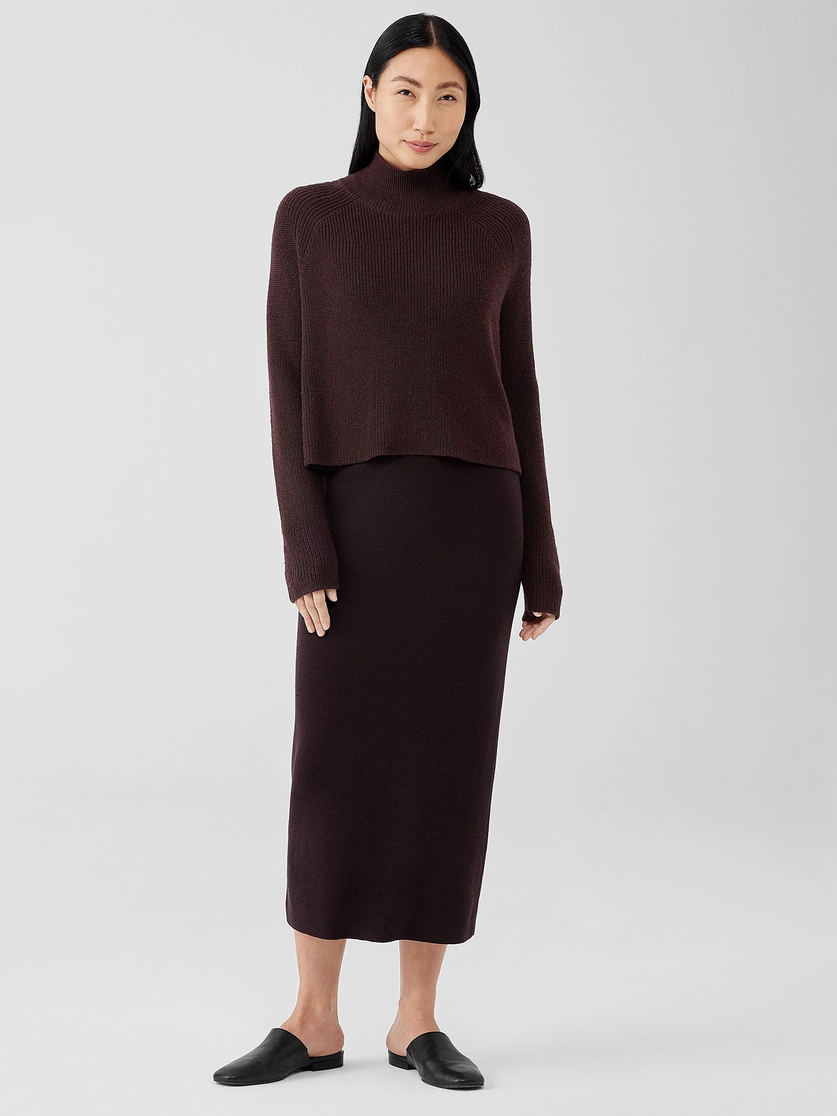 Merino Cropped Turtleneck Top in Regenerative Wool