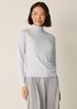 Mélange Sheer Cotton Blend Knit Turtleneck Top