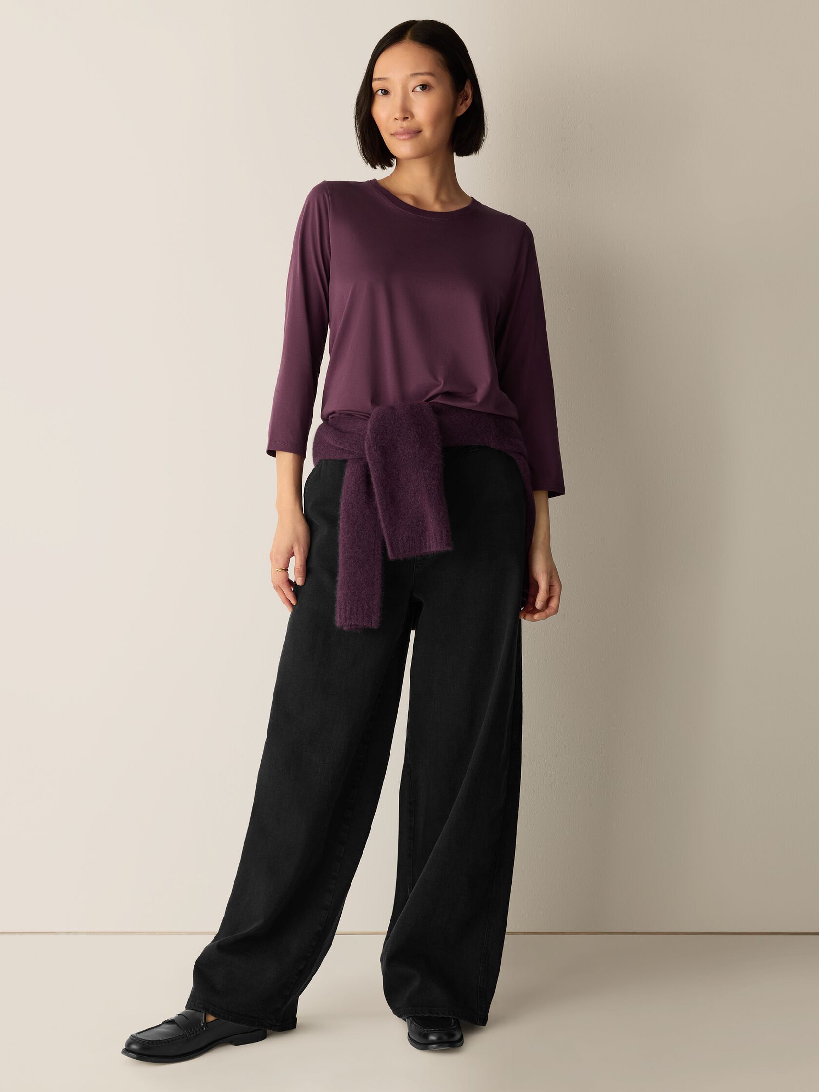 Organic Pima Cotton Jersey 3/4-Sleeve Tee