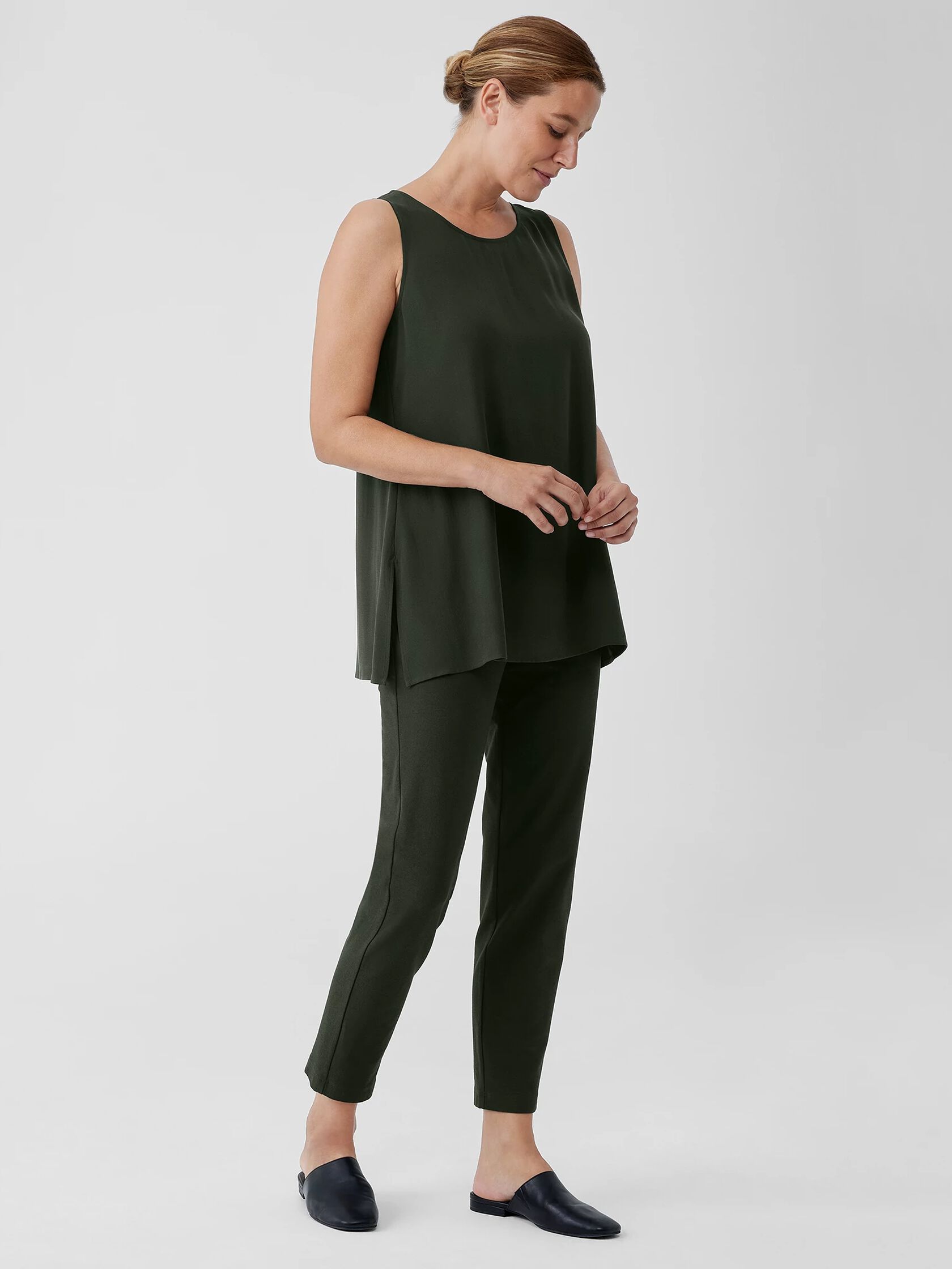 Silk Georgette Crepe Ballet Neck Tank