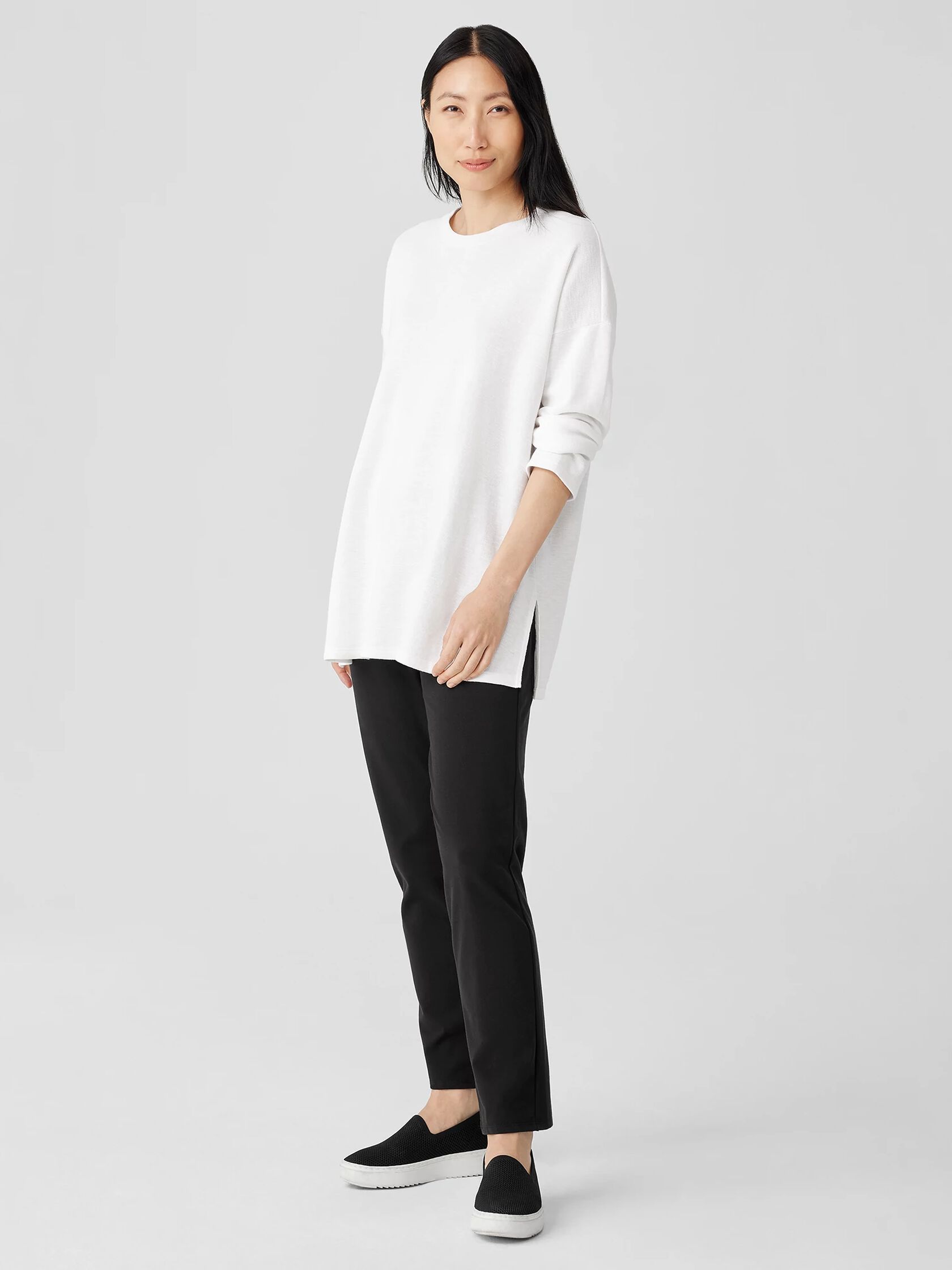 Organic Cotton Slubby Rib Knit Crew Neck Top