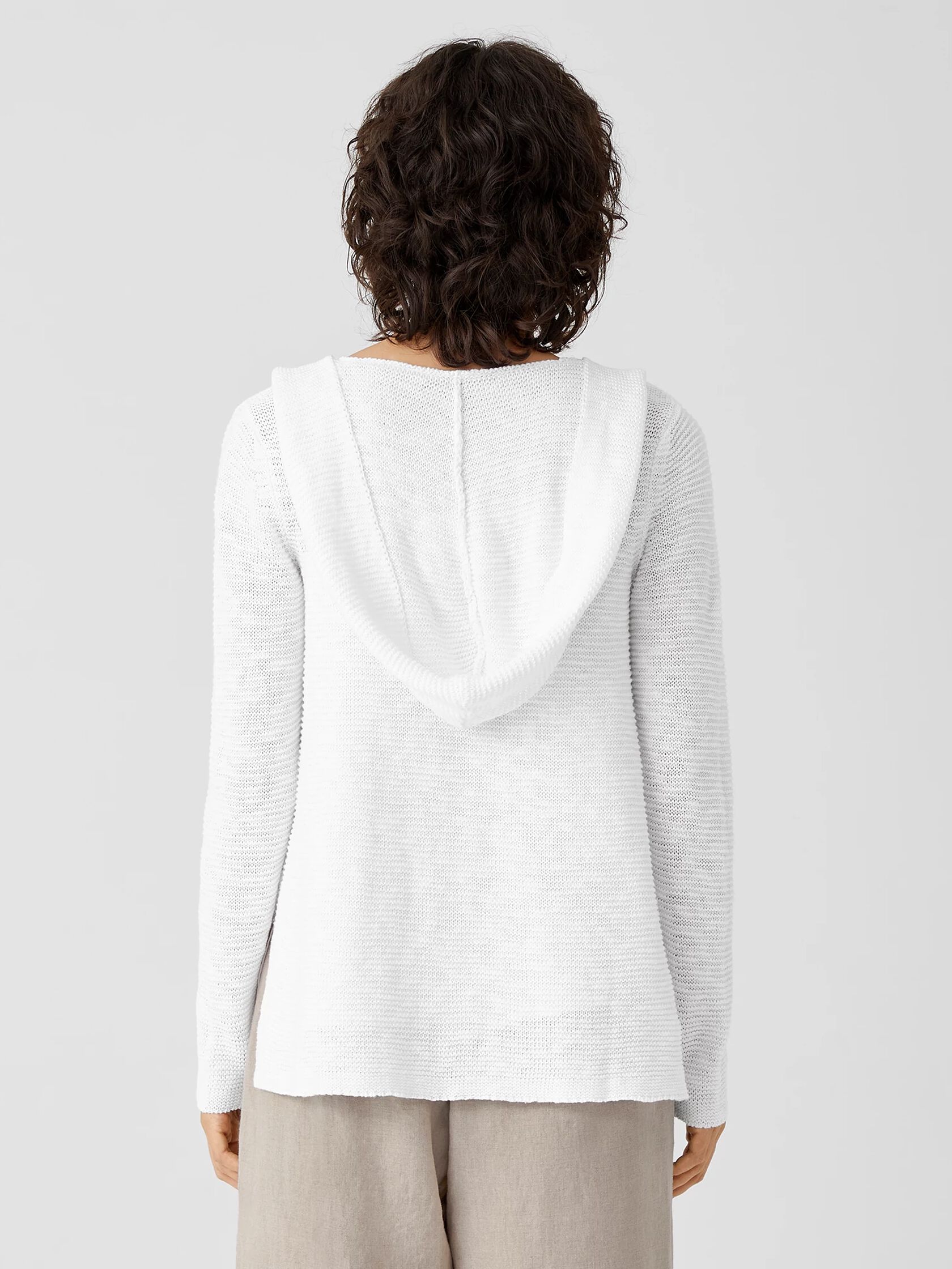Organic Cotton Linen Slub Hooded Cardigan