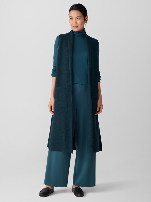 Lightweight Boiled Wool Shawl Collar Vest in Regenerative Wool
