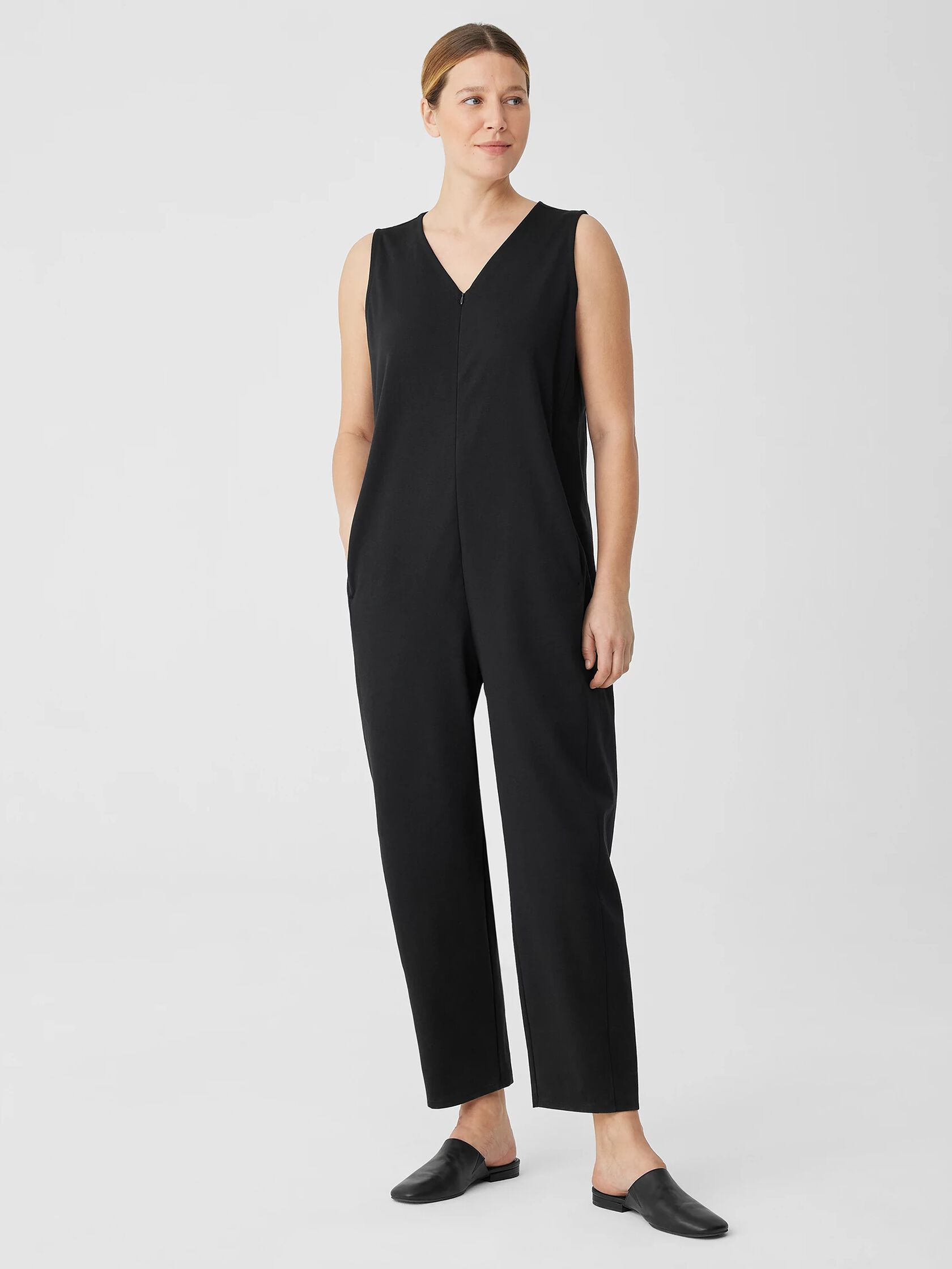 Cotton Blend Ponte Lantern Jumpsuit