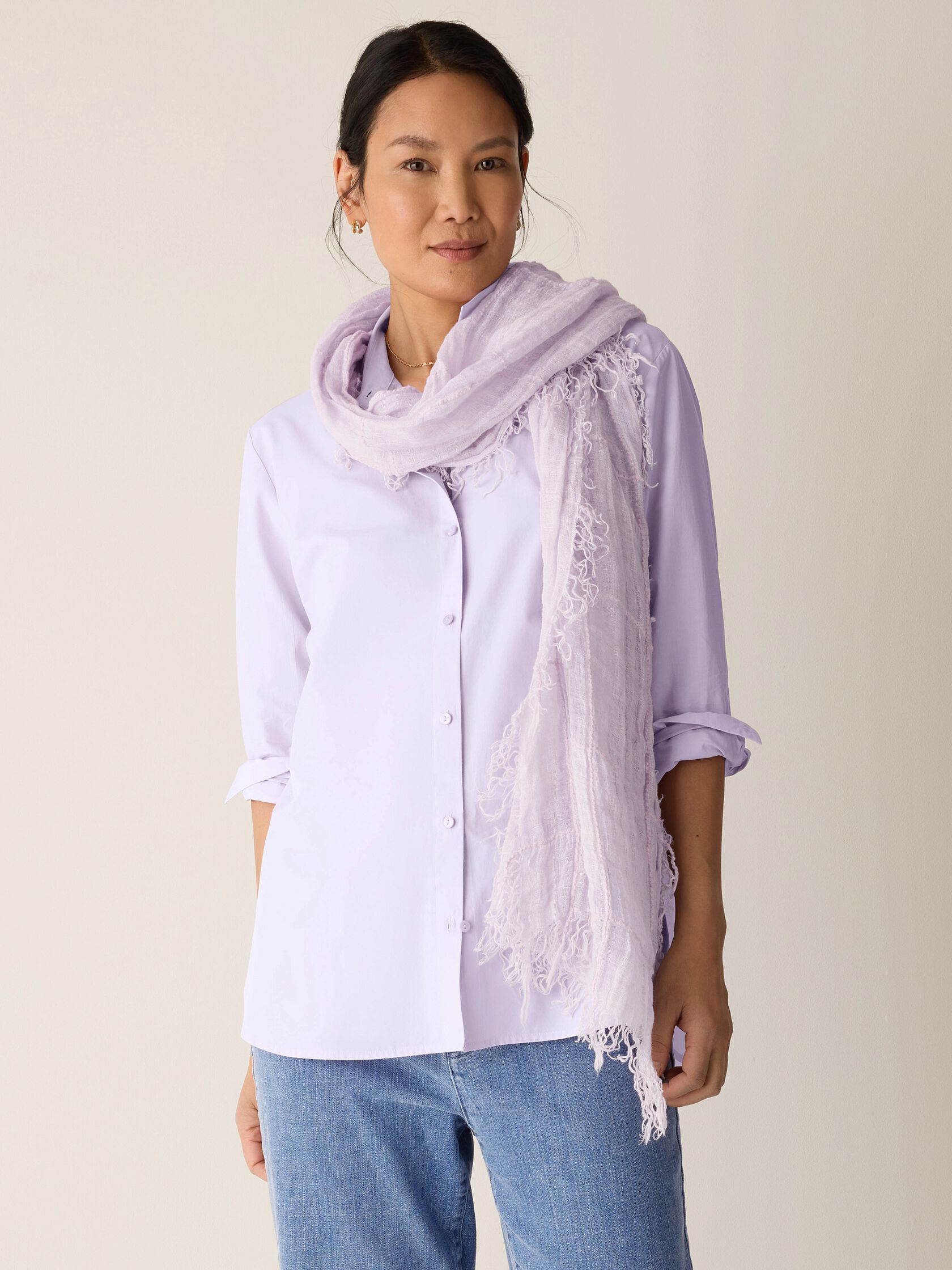 Organic Linen Cotton Squares Scarf