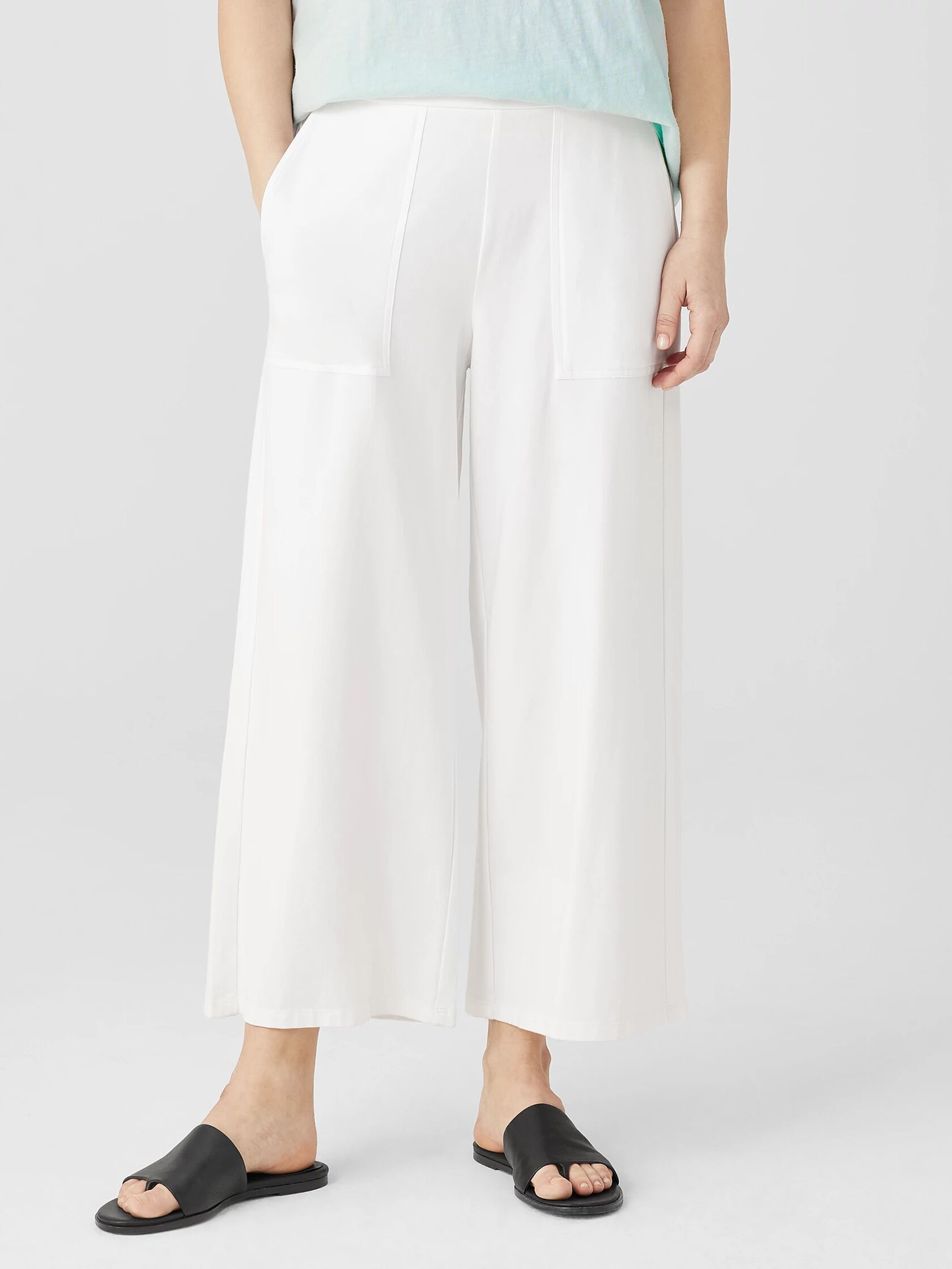 Pima Cotton Stretch Jersey Wide-Leg Pant