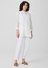 Linen Cotton Sheer Check Mandarin Collar Shirt