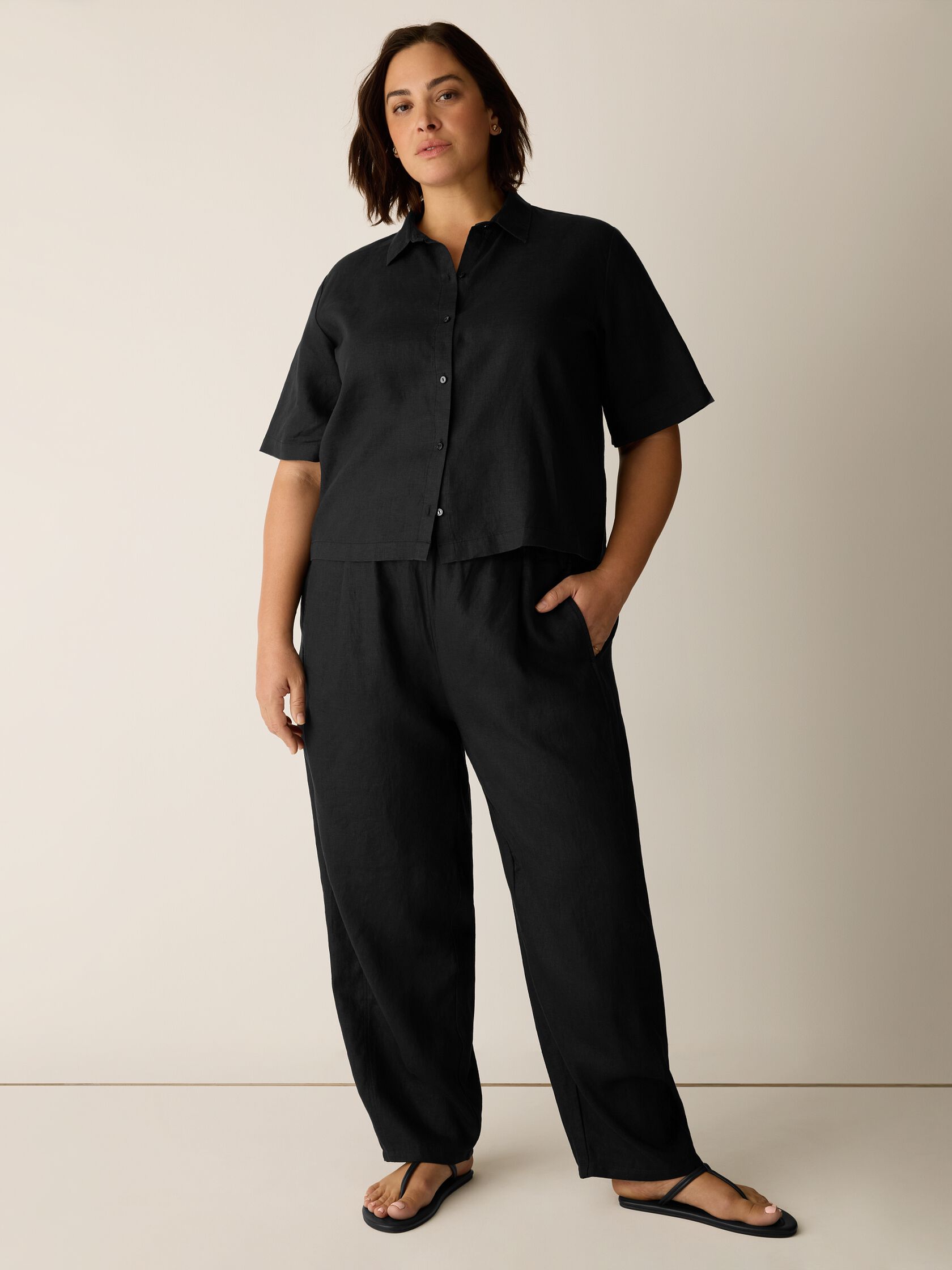 Organic Linen Pleated Lantern Pant