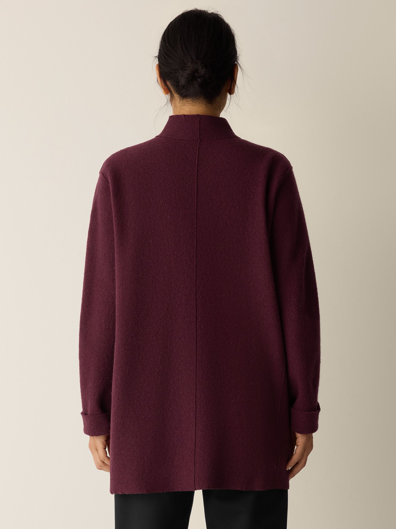 Lightweight Boiled Wool High Collar Jacket in Regenerative Wool