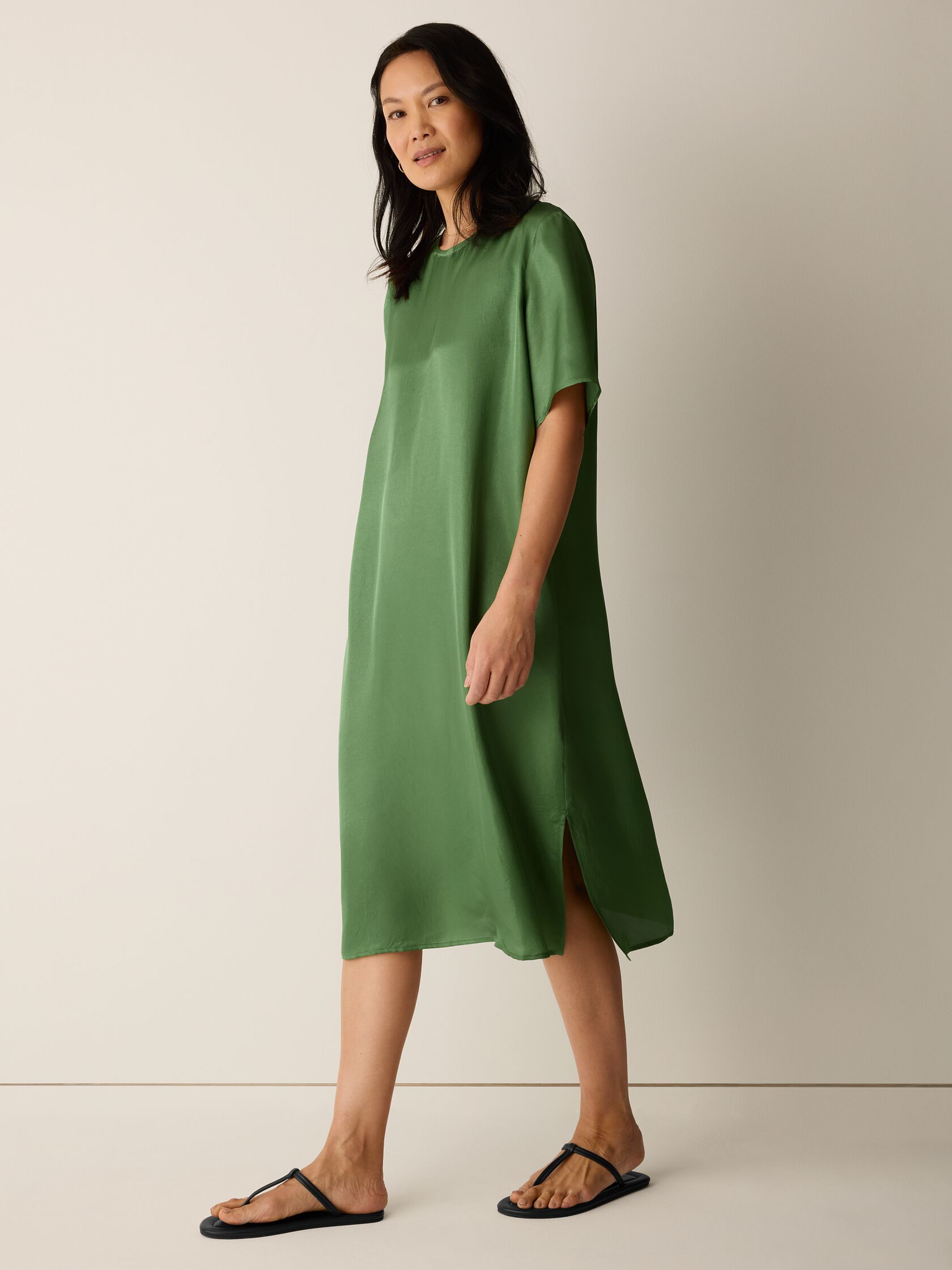 Lightweight Satin Shimmer Tee Dress