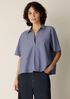 Striped Organic Cotton Poplin Split Neck Top