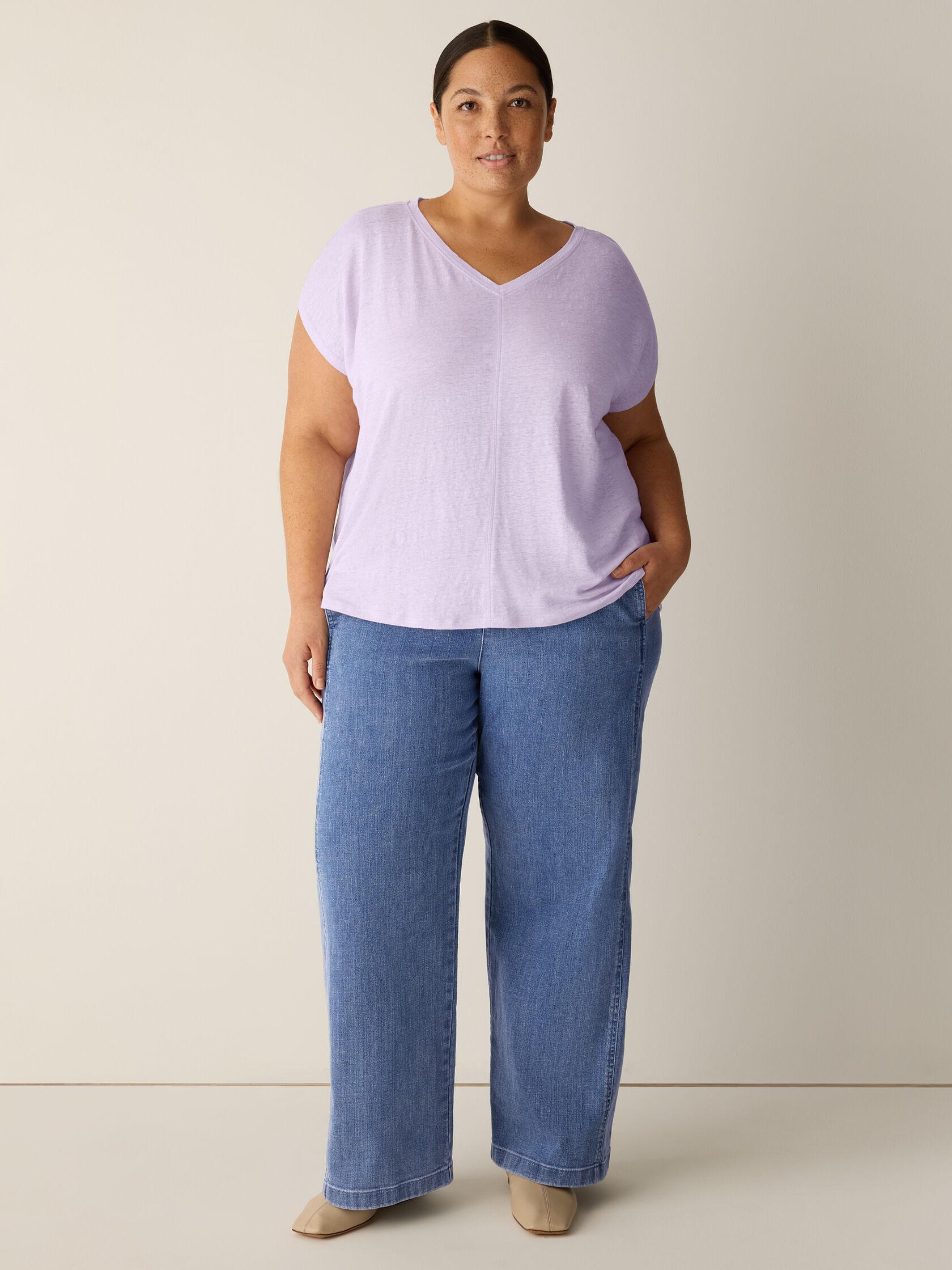 Organic Linen Jersey V-Neck Tee