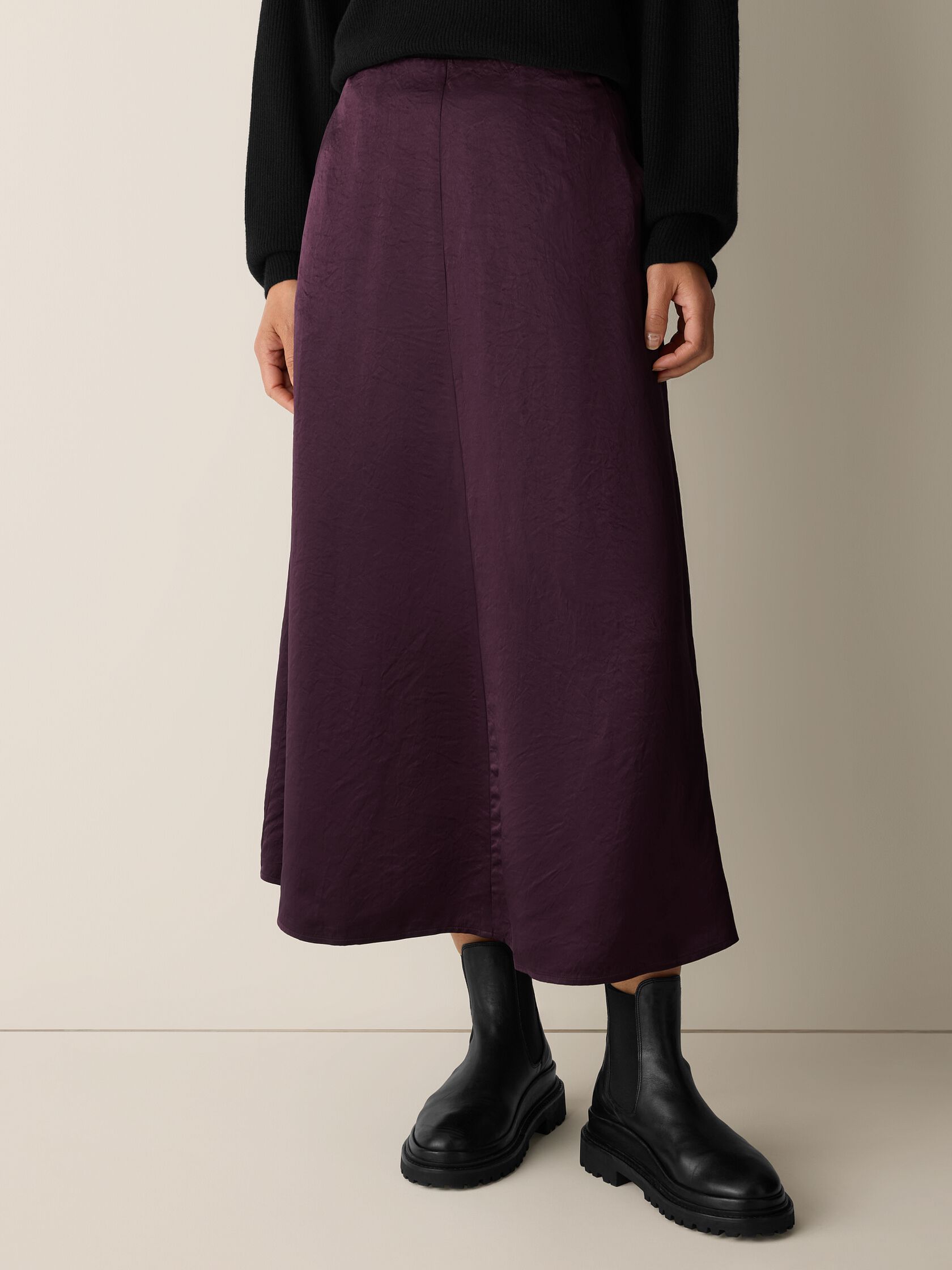 Textured Satin Half-Circle Skirt