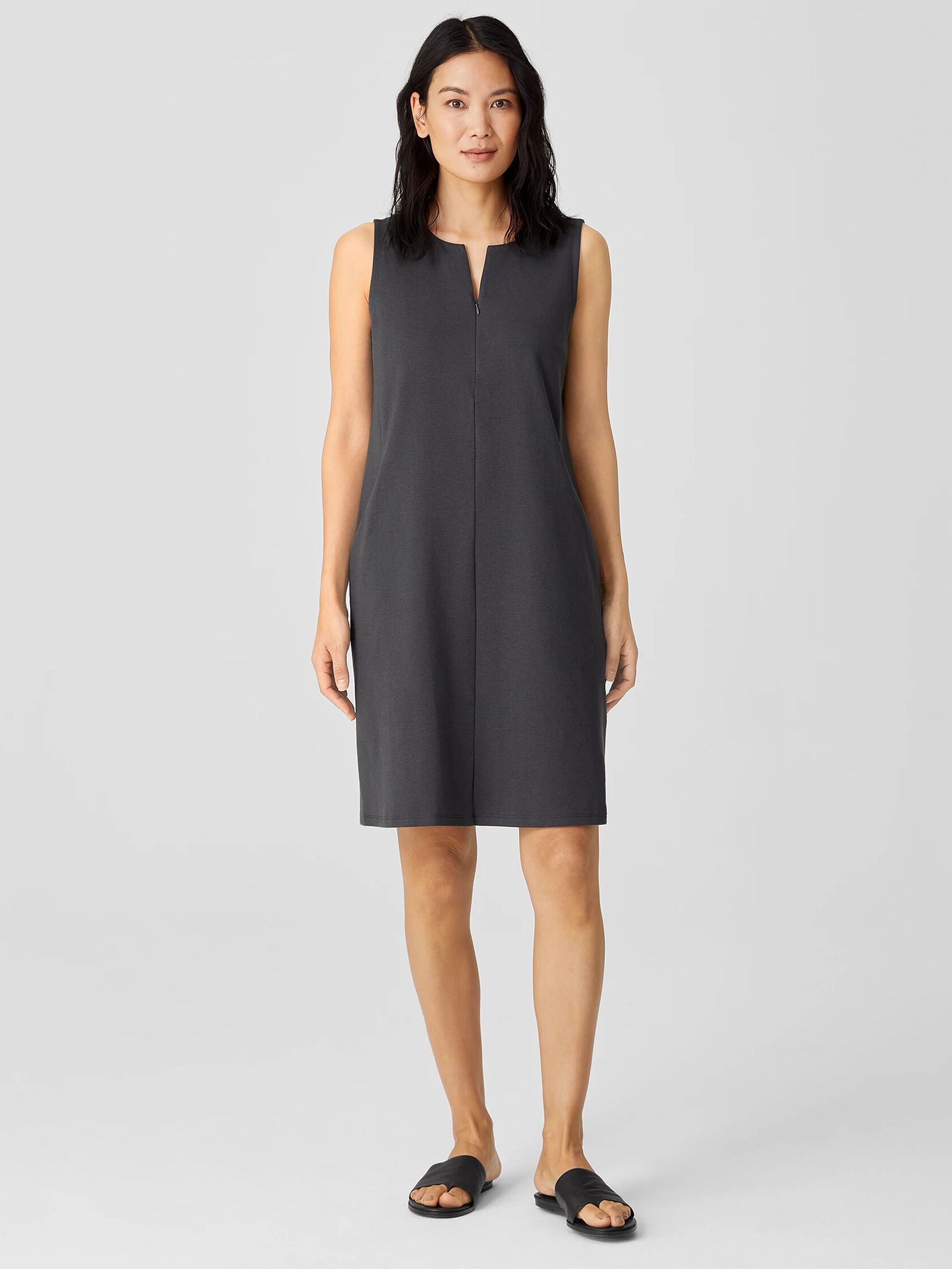 Organic Cotton Ponte Zip-Up Dress