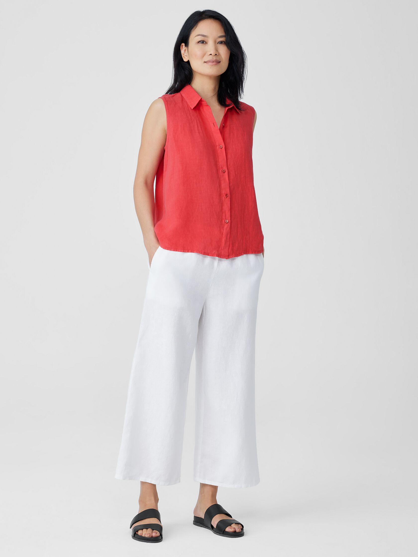 Garment-Dyed Handkerchief Linen Sleeveless Shirt