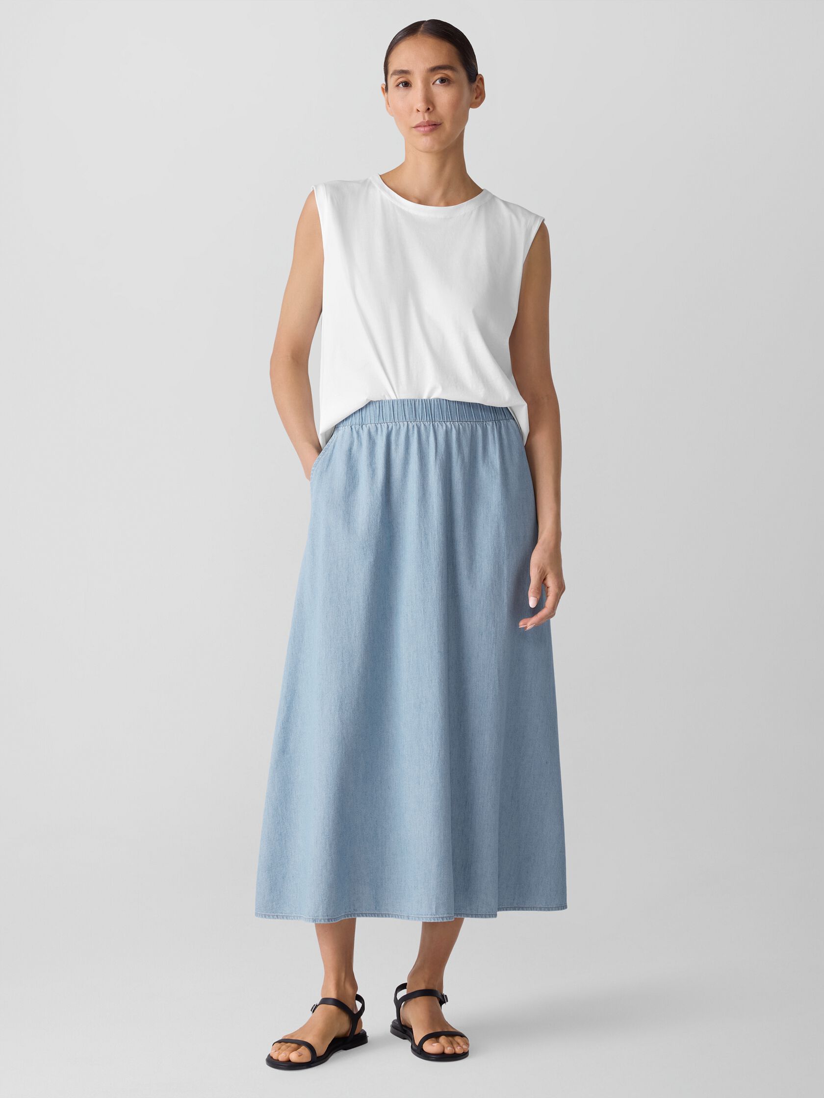 Airy Organic Cotton Twill Pocket Skirt