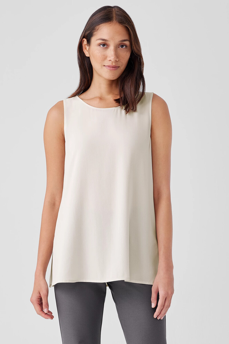 Silk Georgette Crepe Ballet Neck Tank Silk Georgette Crepe Ballet Neck Tank