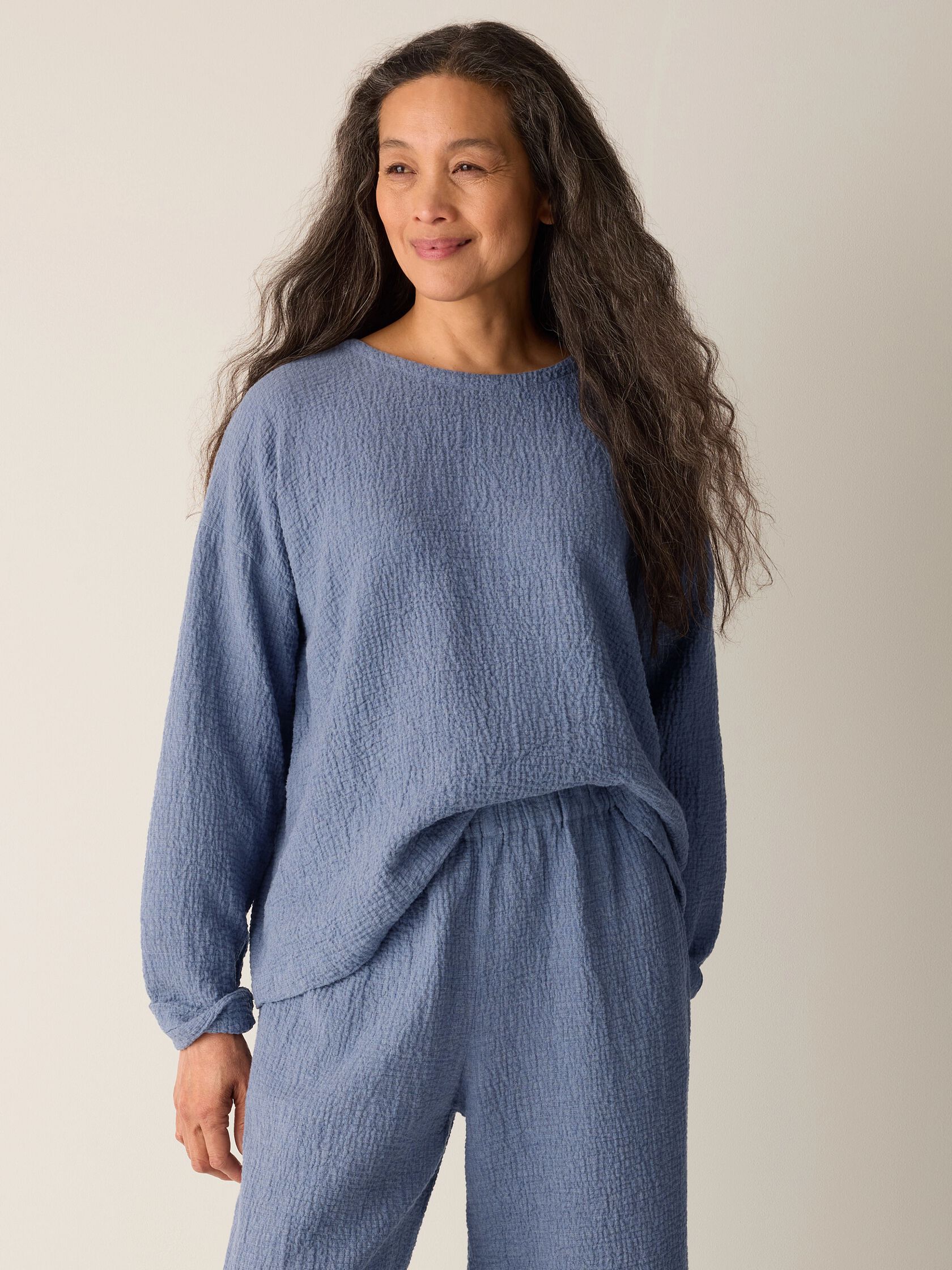 Organic Cotton Doubleweave Round Neck Box-Top