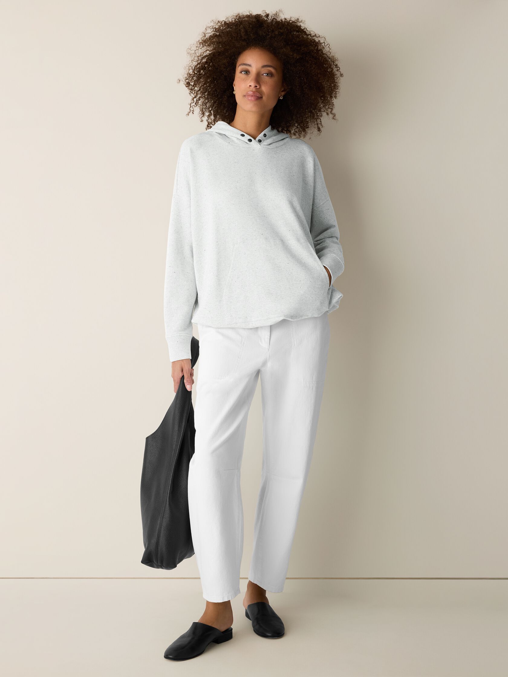 Heathered Fleece Hooded Long Top