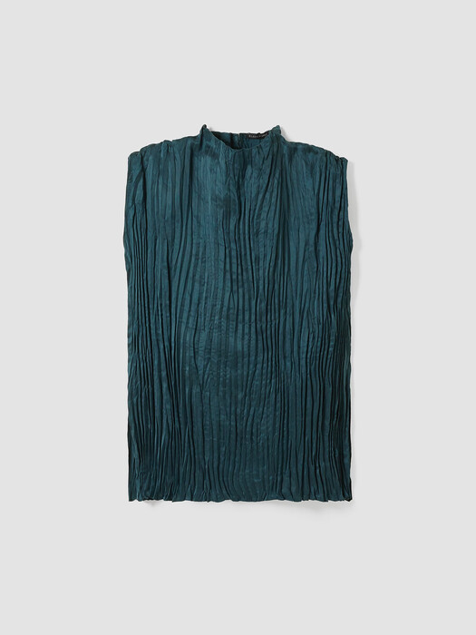 Crushed Cupro Funnel Neck Long Top