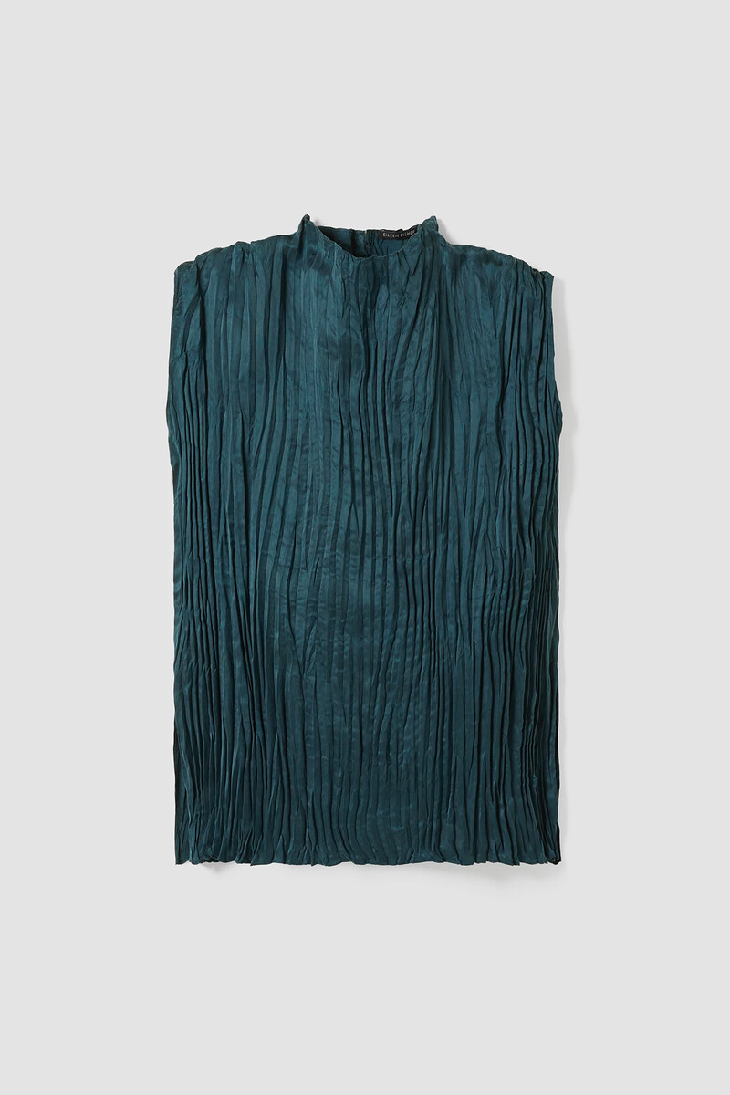 Crushed Cupro Funnel Neck Long Top Crushed Cupro Funnel Neck Long Top