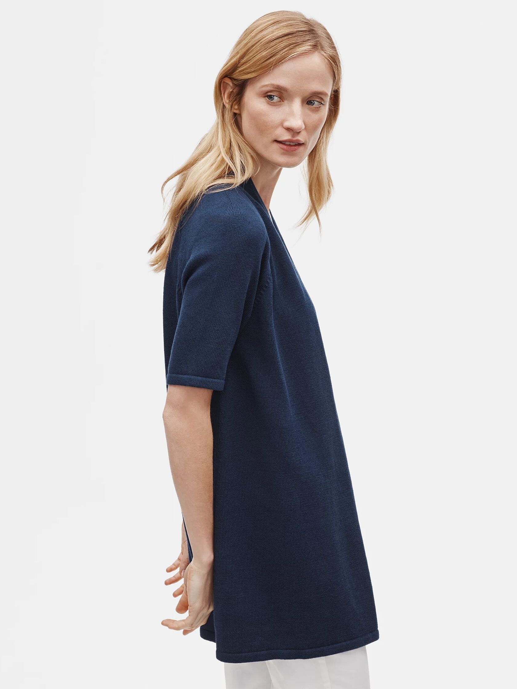 Organic Linen Cotton Short-Sleeve Cardigan