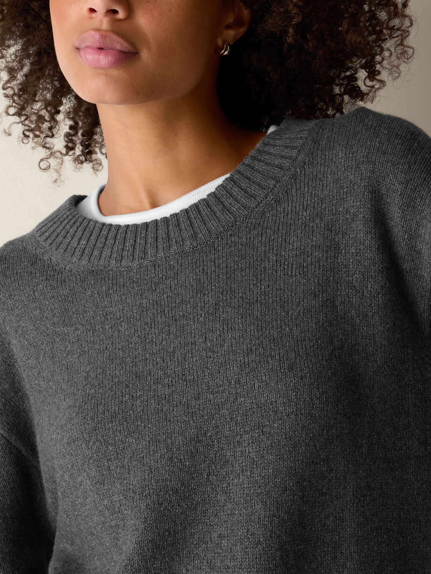 Cotton & Recycled Cashmere Crew Neck Top