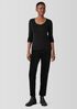 Ribbed Pima Cotton Blend Scoop Neck Top
