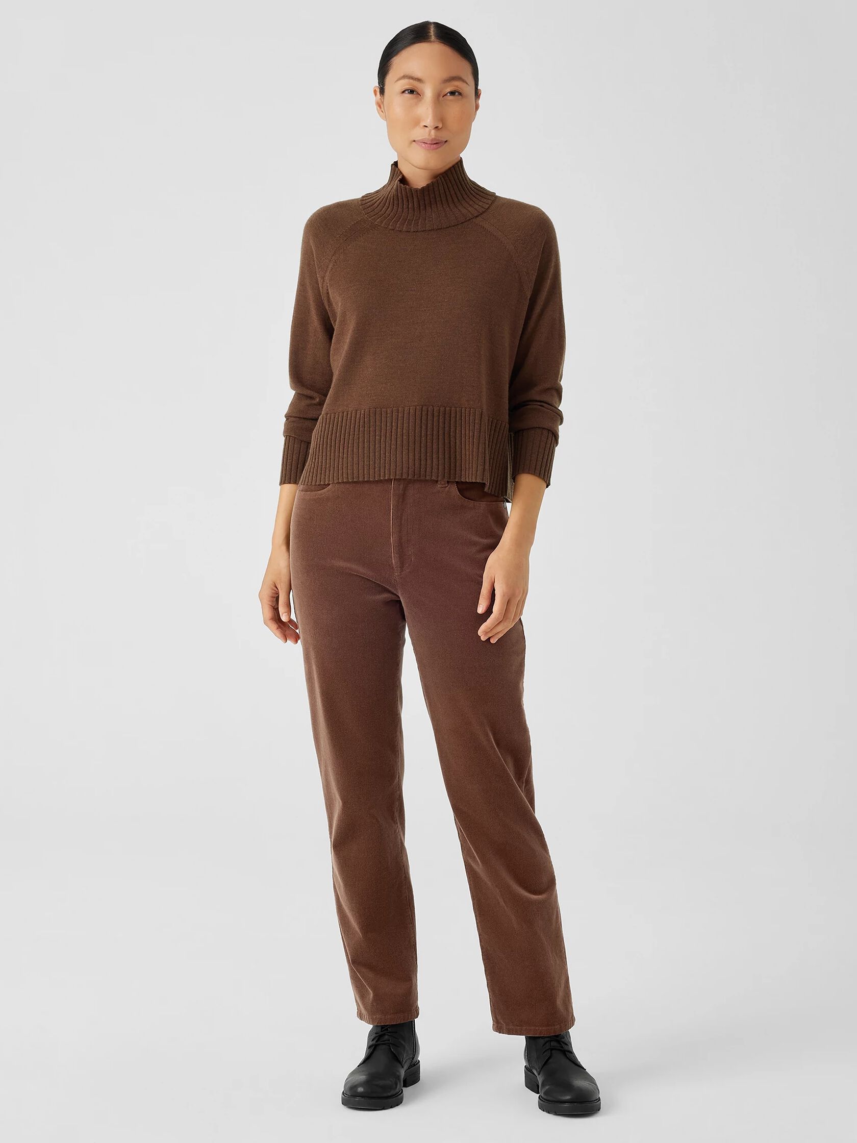 Merino Jersey Turtleneck Top in Regenerative Wool