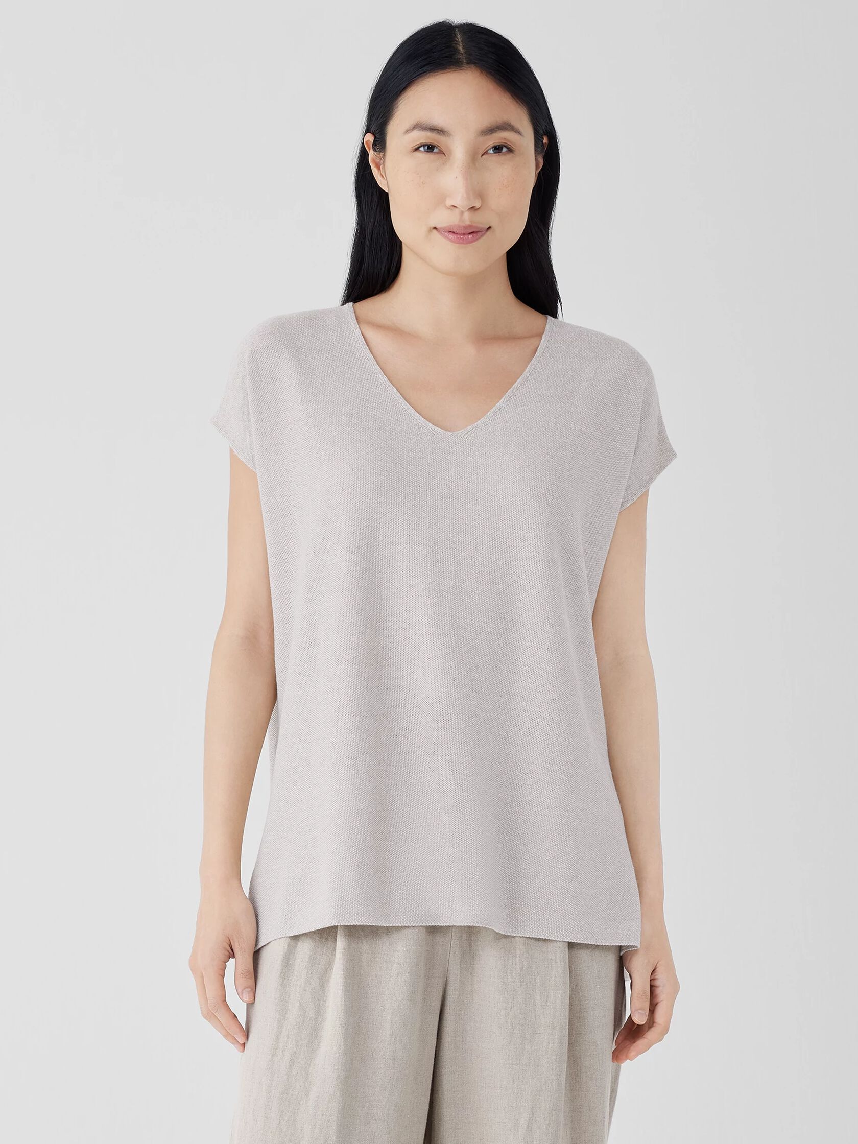 Organic Linen Cotton V-Neck Top