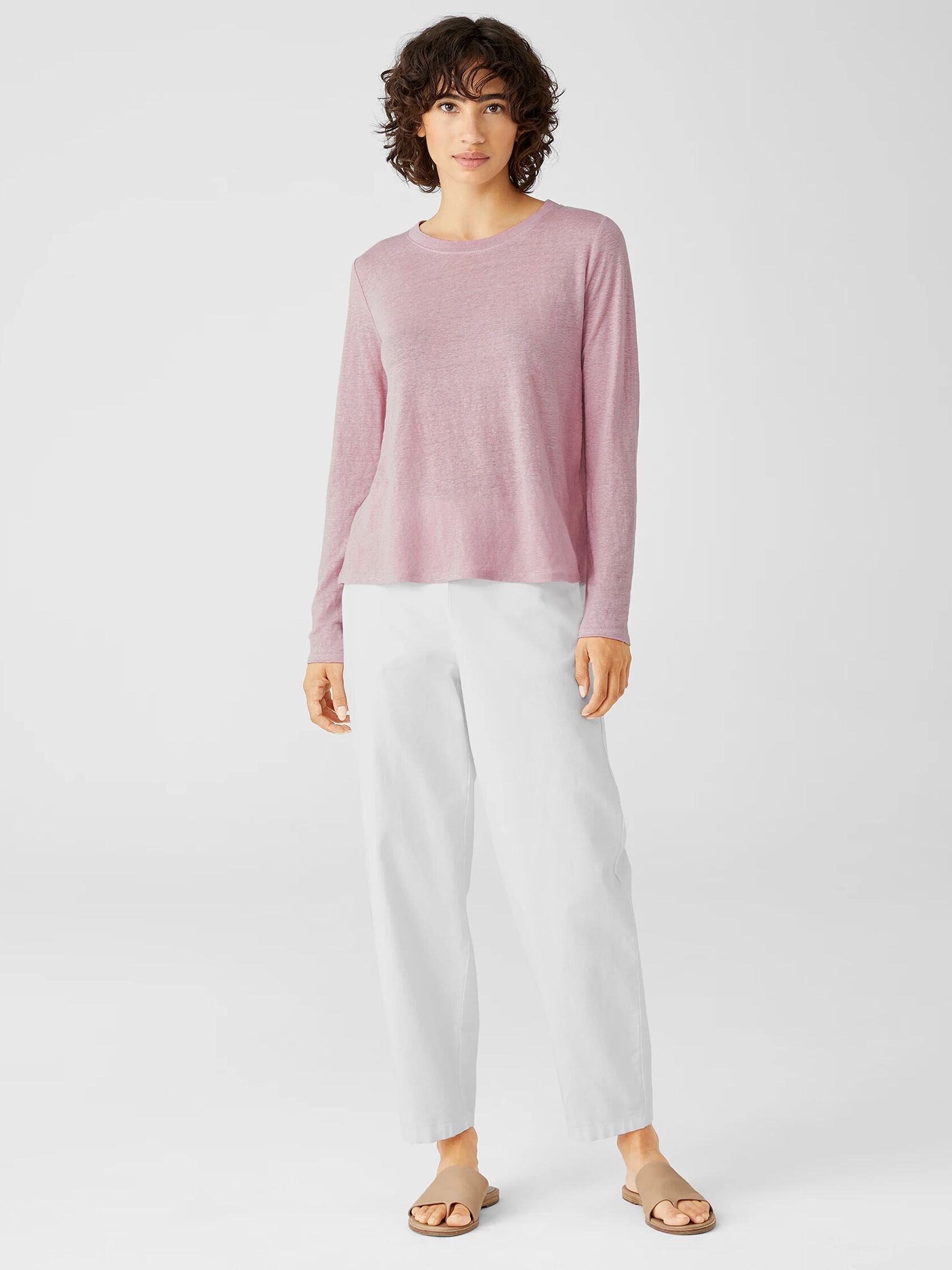 Organic Linen Jersey Crew Neck Top